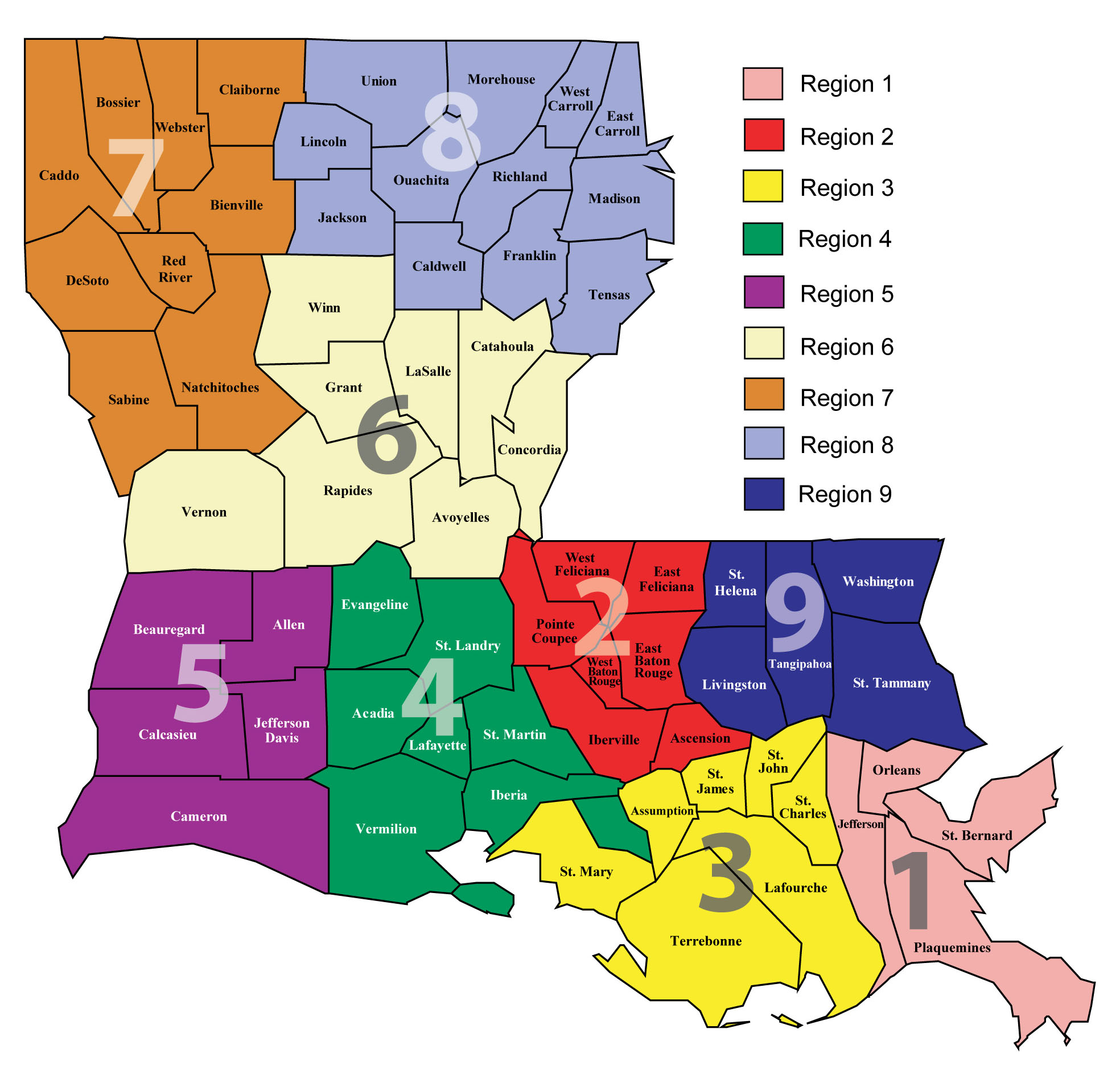 Find Your Public Health District Louisiana Health Hub STD HIV   RegionMap 